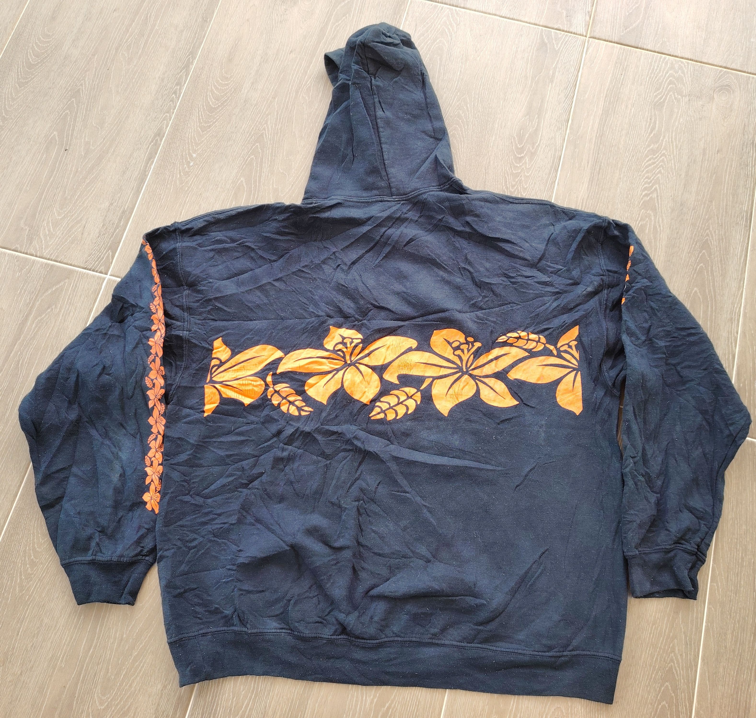 Gildan Vintage Pasific City Hawaii Navy Boxy Baggy Hoodie Size US XXL / EU 58 / 5 - 2 Thumbnail