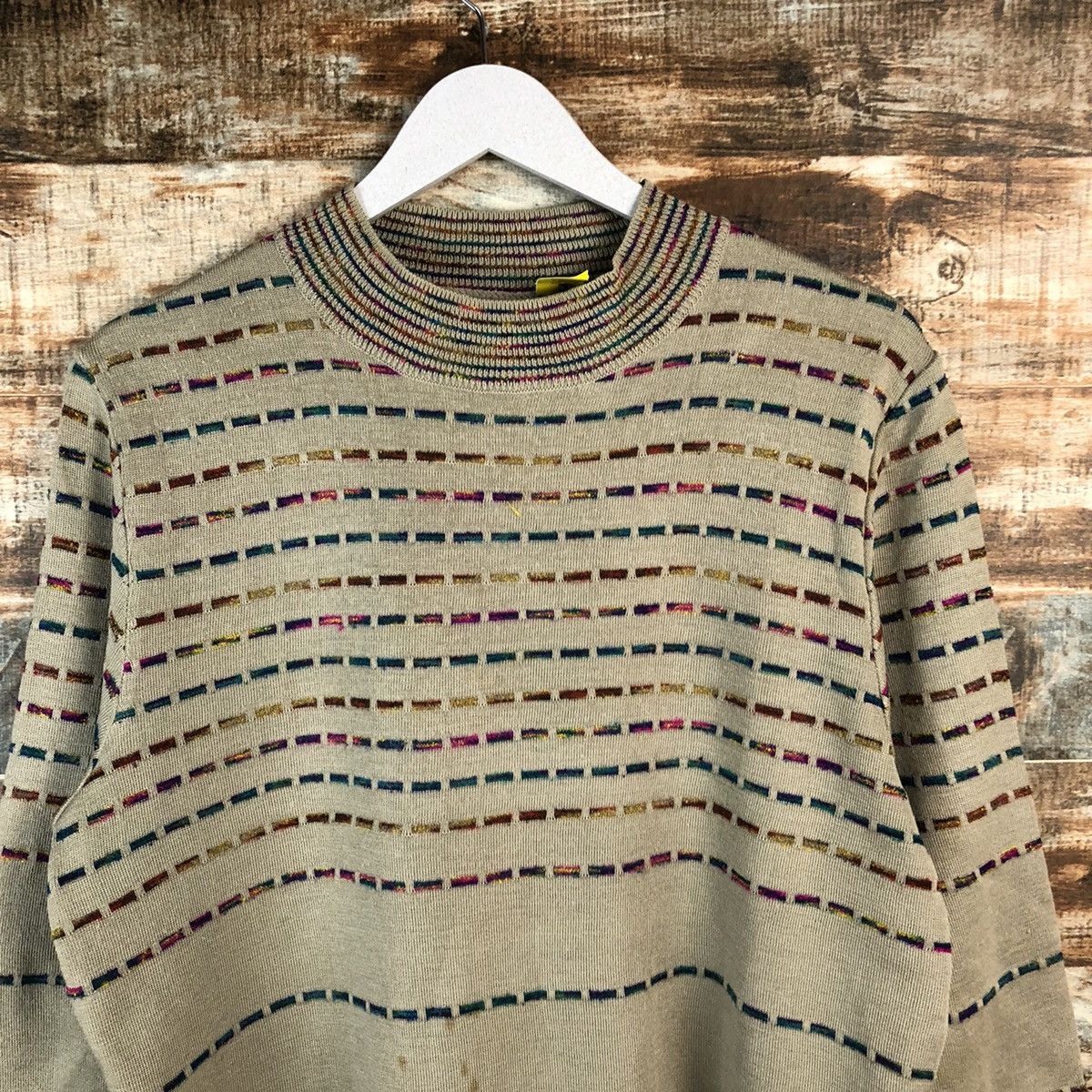 Homespun Knitwear × Japanese Brand DL Japanese Brand stripe Brown Knitwear #C438 Size US S / EU 44-46 / 1 - 5 Thumbnail