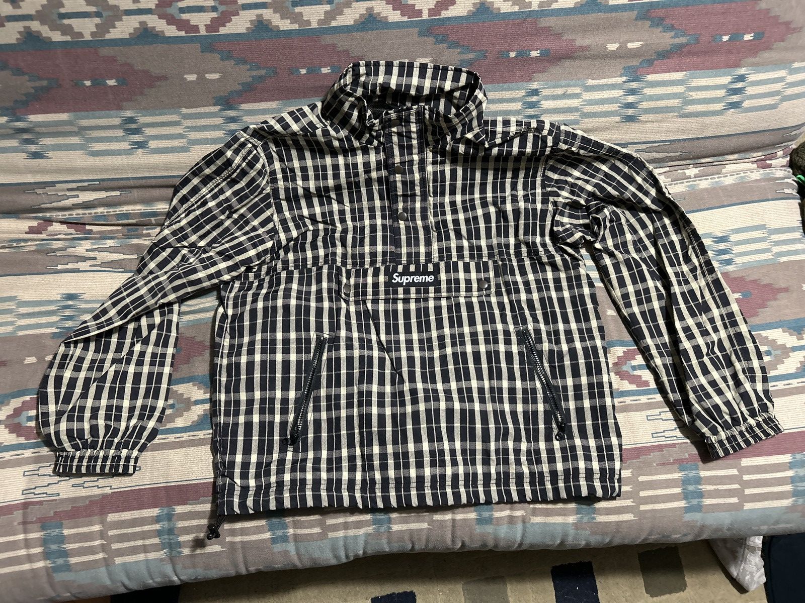 image of Supreme Nylon Plaid Pullover in Tan, Men's (Size Large)