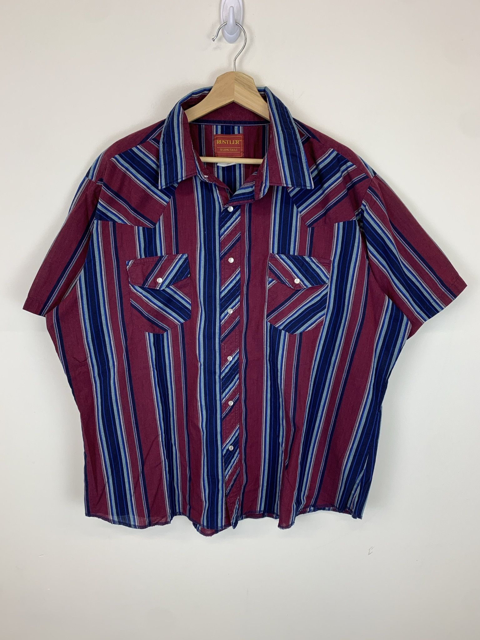 Flannel × Vintage Vintage Western Pearl Snap Rustler Maroon Shirt Size XXL Long Size US XXL / EU 58 / 5 - 1 Thumbnail