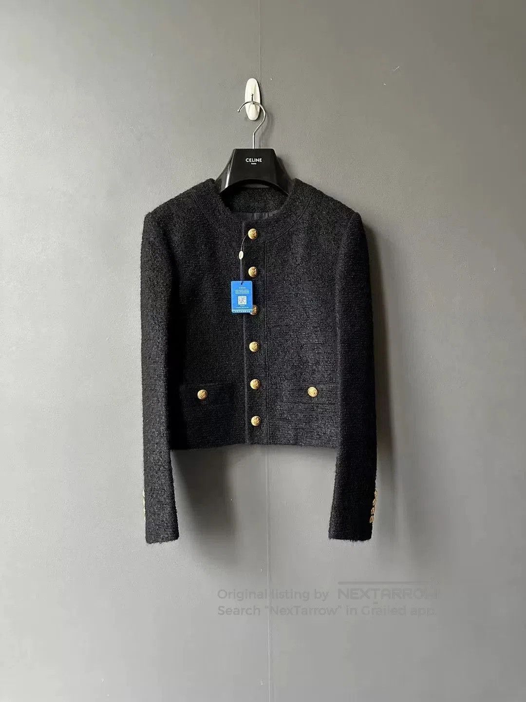 Celine celine black gold coat with wool blend. Size S / US 4 / IT 40 - 1 Thumbnail