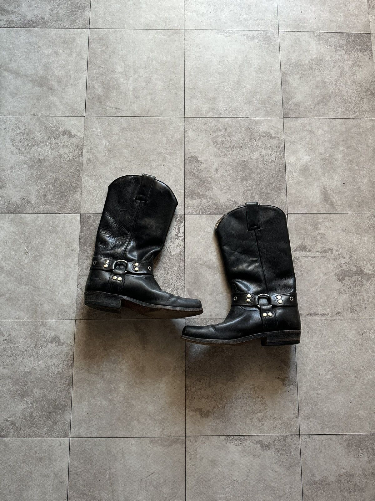 Sendra Vintage Sendra Black Leather Harness Biker Boots Sz 4,5 US Size US 4.5 / IT 34.5 - 2 Thumbnail