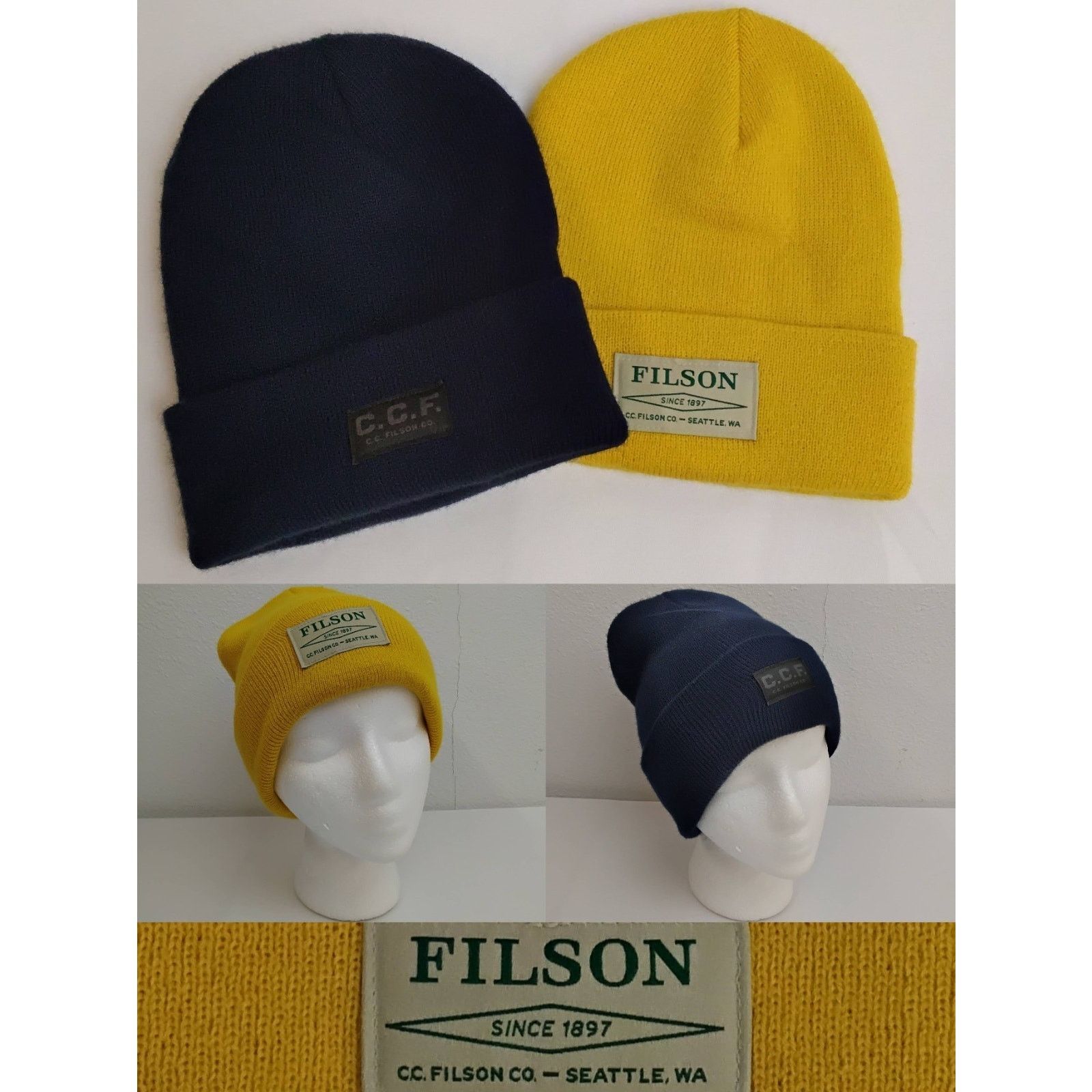 Filson CC Filson Beanies Lot of 2 Knit Hats Blue/Yellow USA Size ONE SIZE - 1 Thumbnail