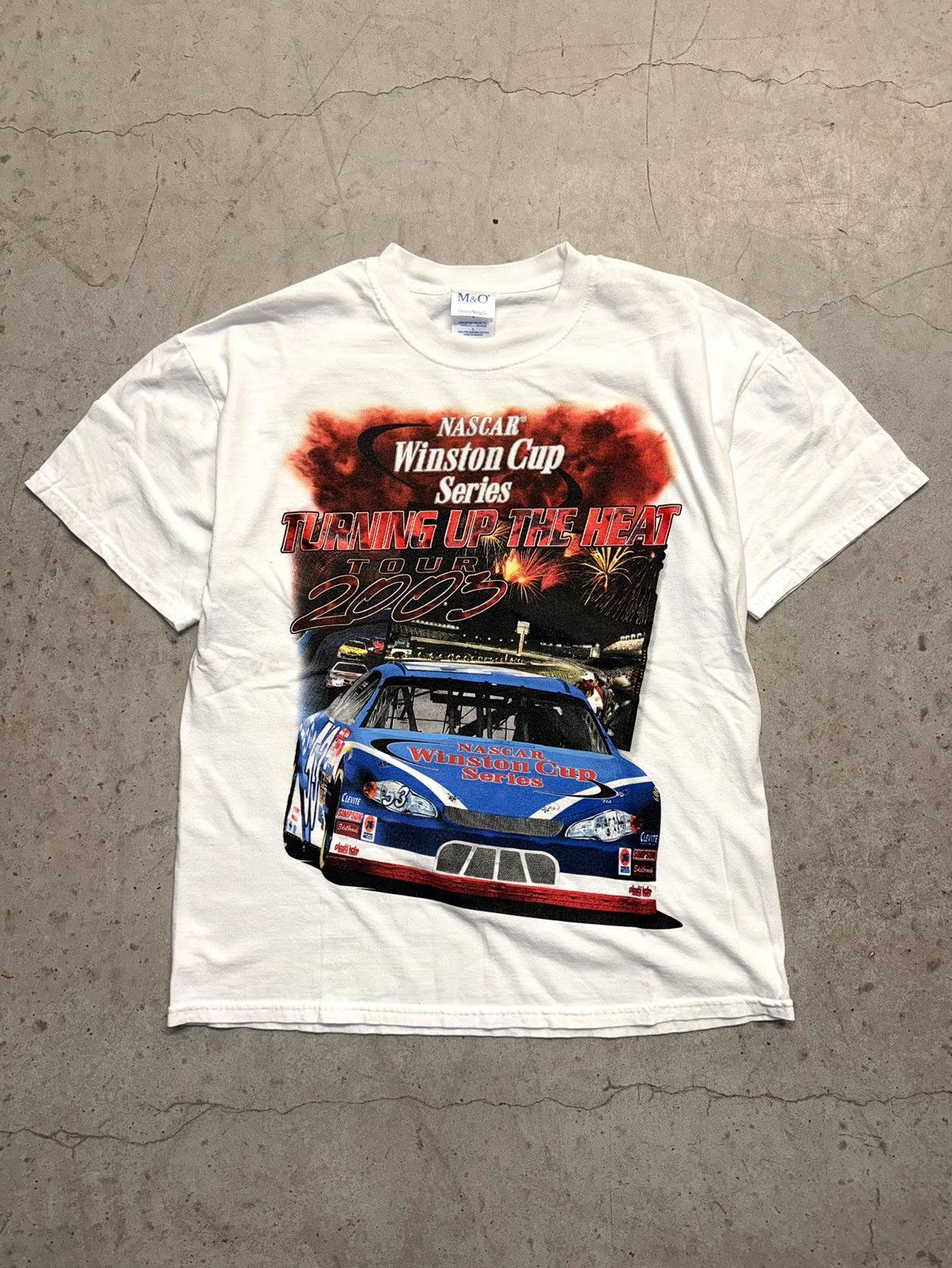 Vintage Crazy Vintage Y2K NASCAR Racing Flames White Tee | Grailed