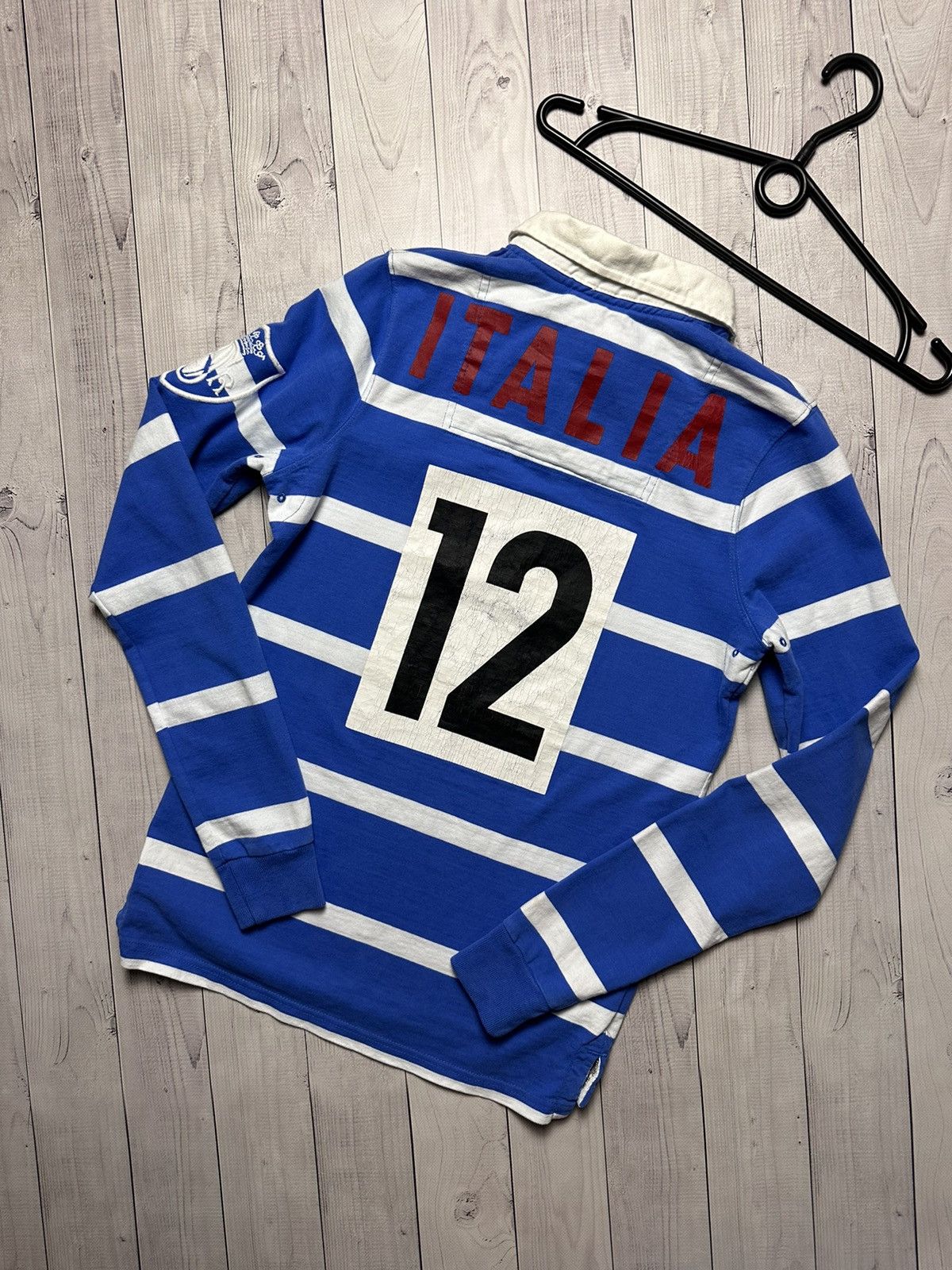 image of Vintage Italia Kappa Rugby Jersey Shirt Logo 12 Size S in Blue, Men's