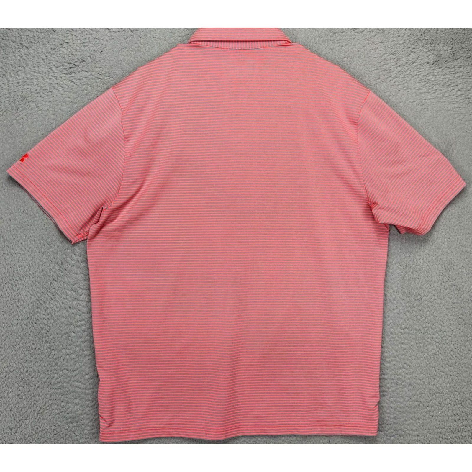 Under Armour Under Armour Shirt Mens XL Heat Gear Neon Pink Pinstripe Golf Polo Rugby Stretch Size US XL / EU 56 / 4 - 3 Thumbnail