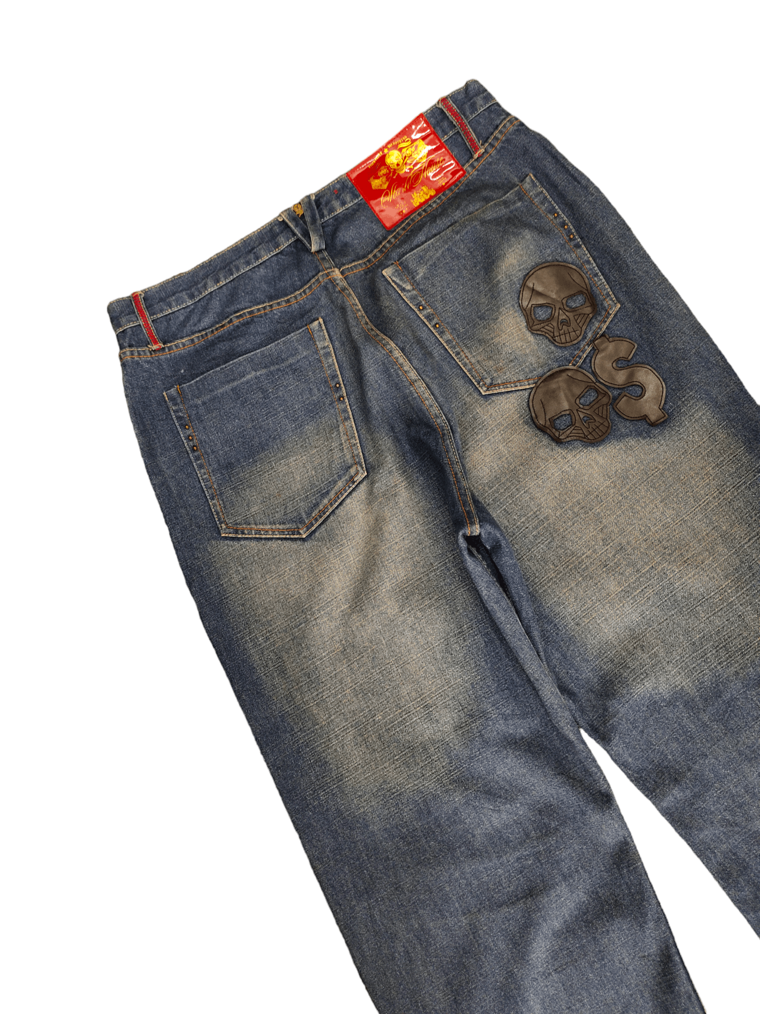 Kapital Stash House Skull Dollar Patch Denim Wide Leg Baggy Jeans Size US 37 - 6 Thumbnail