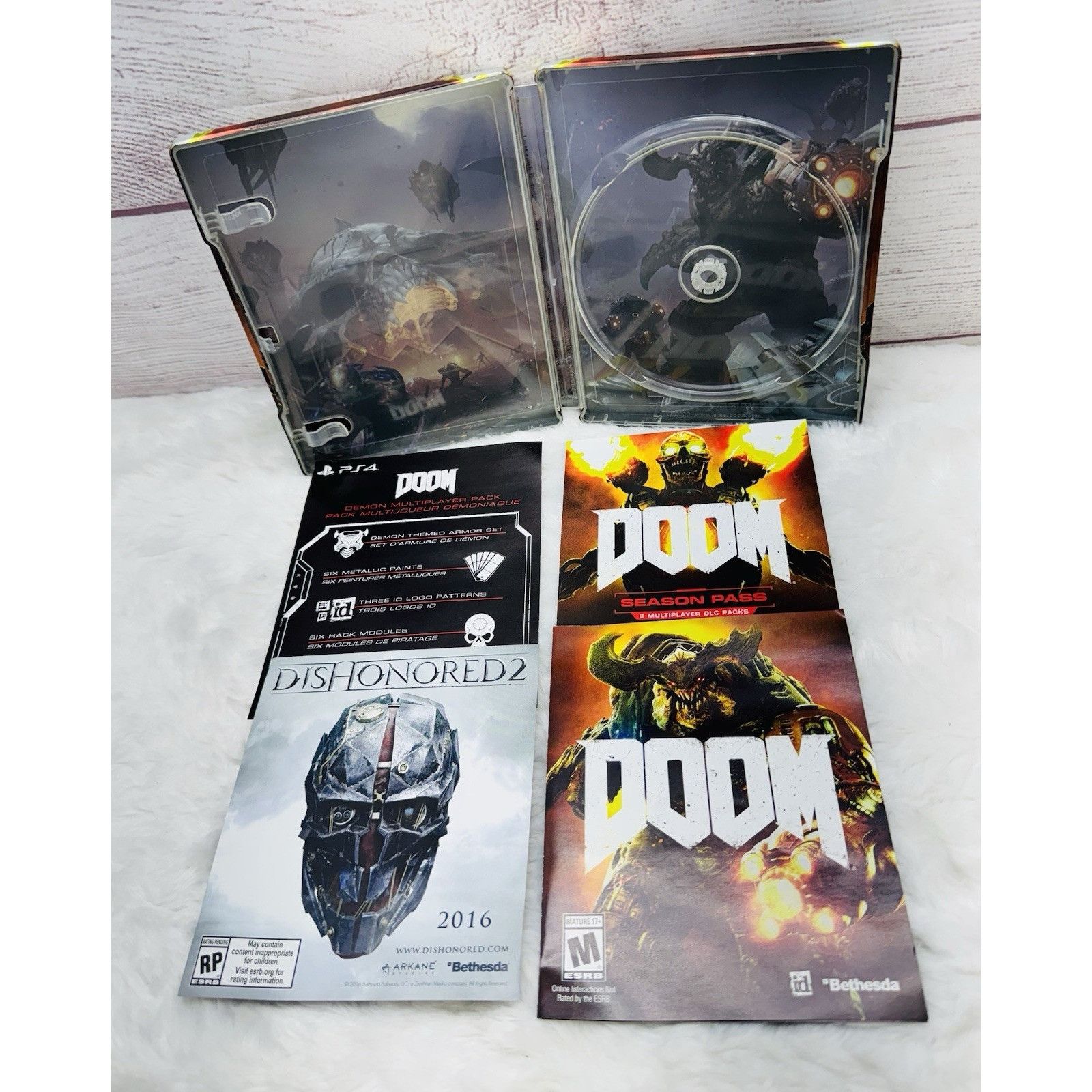 Sony DOOM (PS4, PlayStation 4, 2016) SteelBook ONLY (NO DISC) + M Size ONE SIZE - 4 Thumbnail