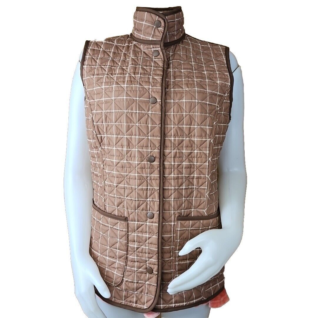 Lands' End Lands End Reversible Vest Womens M Brown Plaid Diamond Prima Size M / US 6-8 / IT 42-44 - 1 Thumbnail