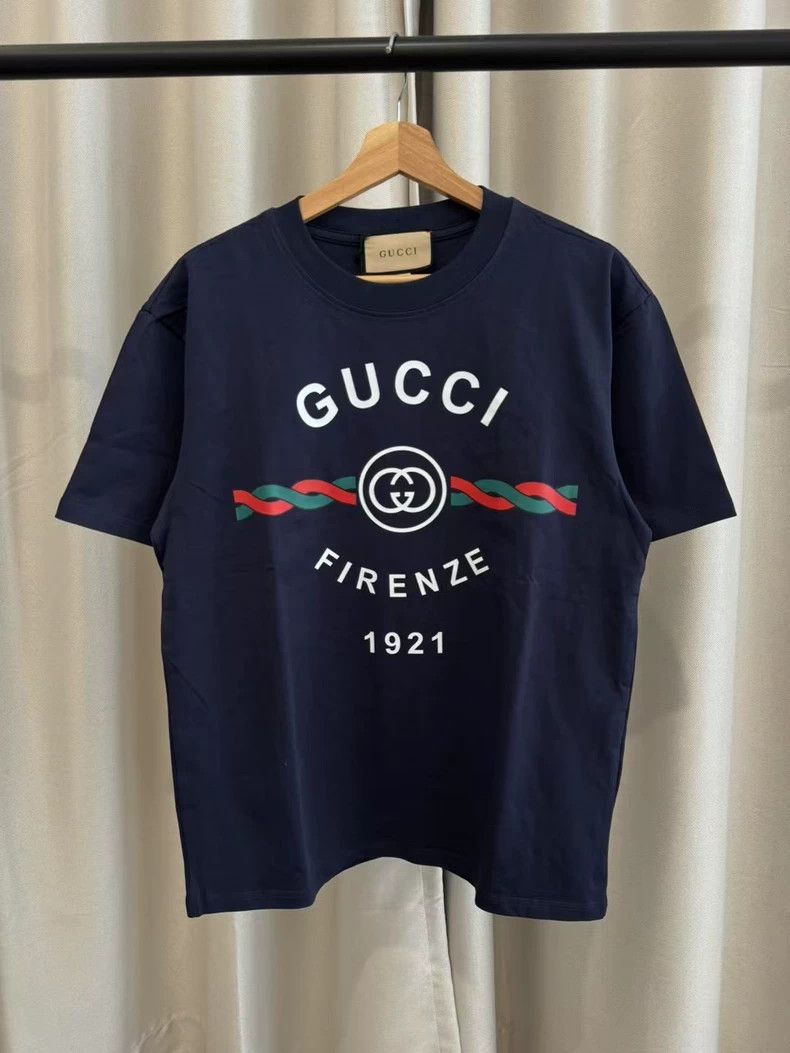 Gucci Gucci Dark Blue 1921 Series Logo T-Shirt - dmc Size US M / EU 48-50 / 2 - 1 Thumbnail