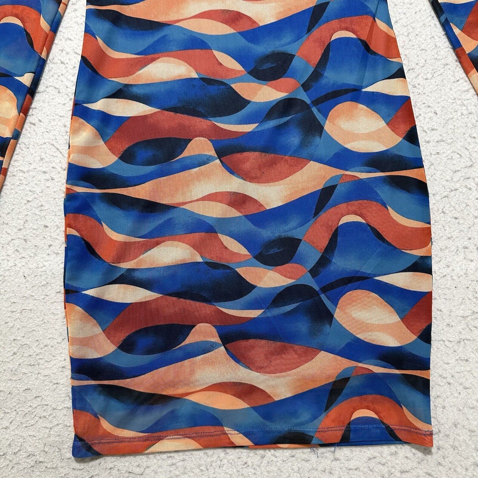Forever 21 Forever 21 Small Abstract Print Blue Orange Mesh Mini Dress Size S / US 4 / IT 40 - 8 Thumbnail