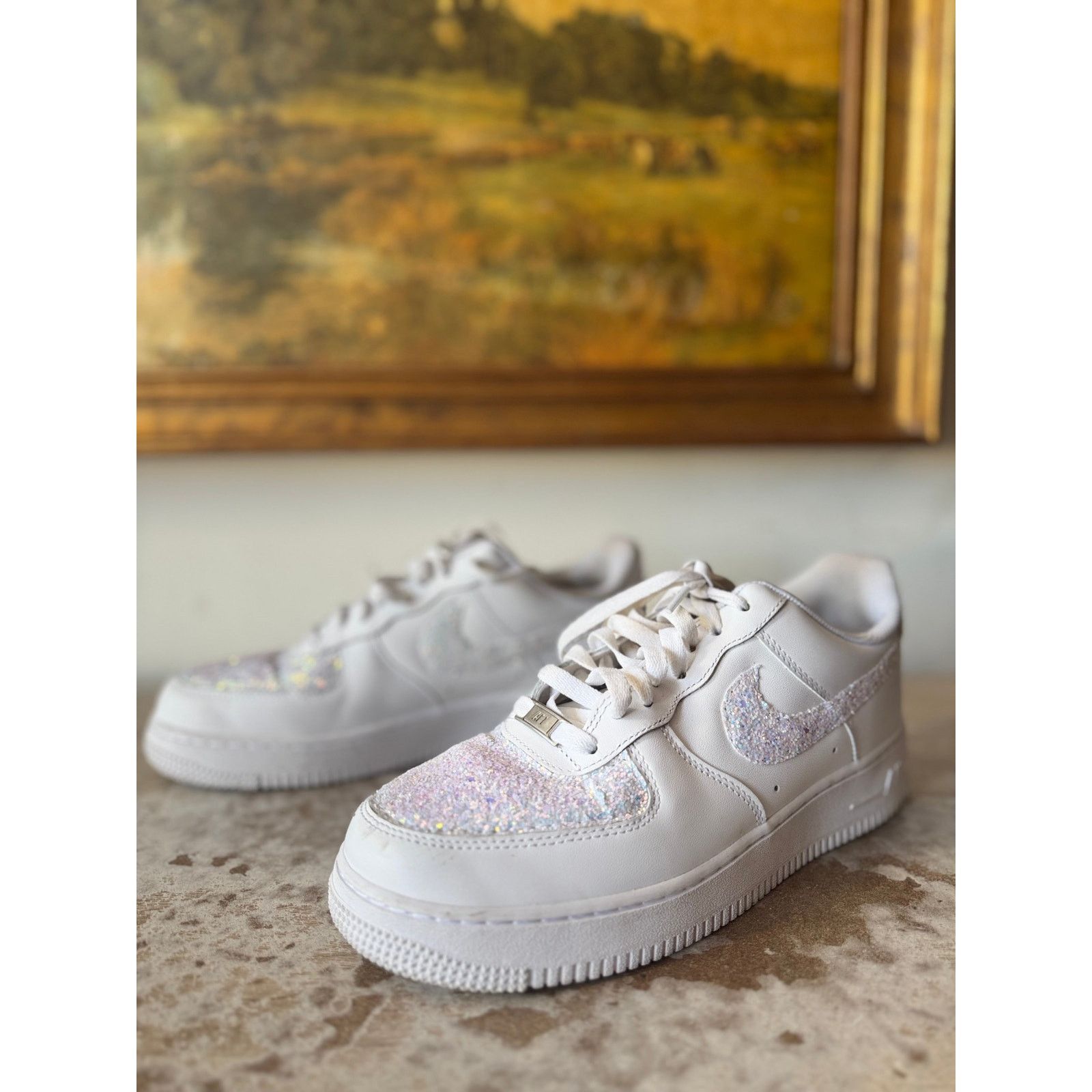 Nike Nike Air Force 1 Glitter Swoosh and Accents Ladies Size 8.5 Size US 8.5 / IT 38.5 - 1 Thumbnail