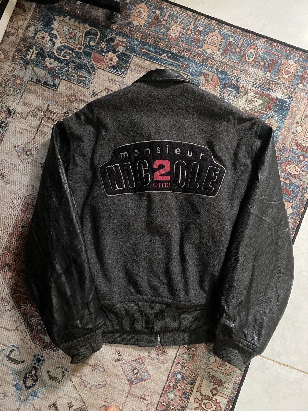 Vintage NICOLE 2 Monsieur Varsity Leather Jacket Size US M / EU 48-50 / 2 - 4 Thumbnail