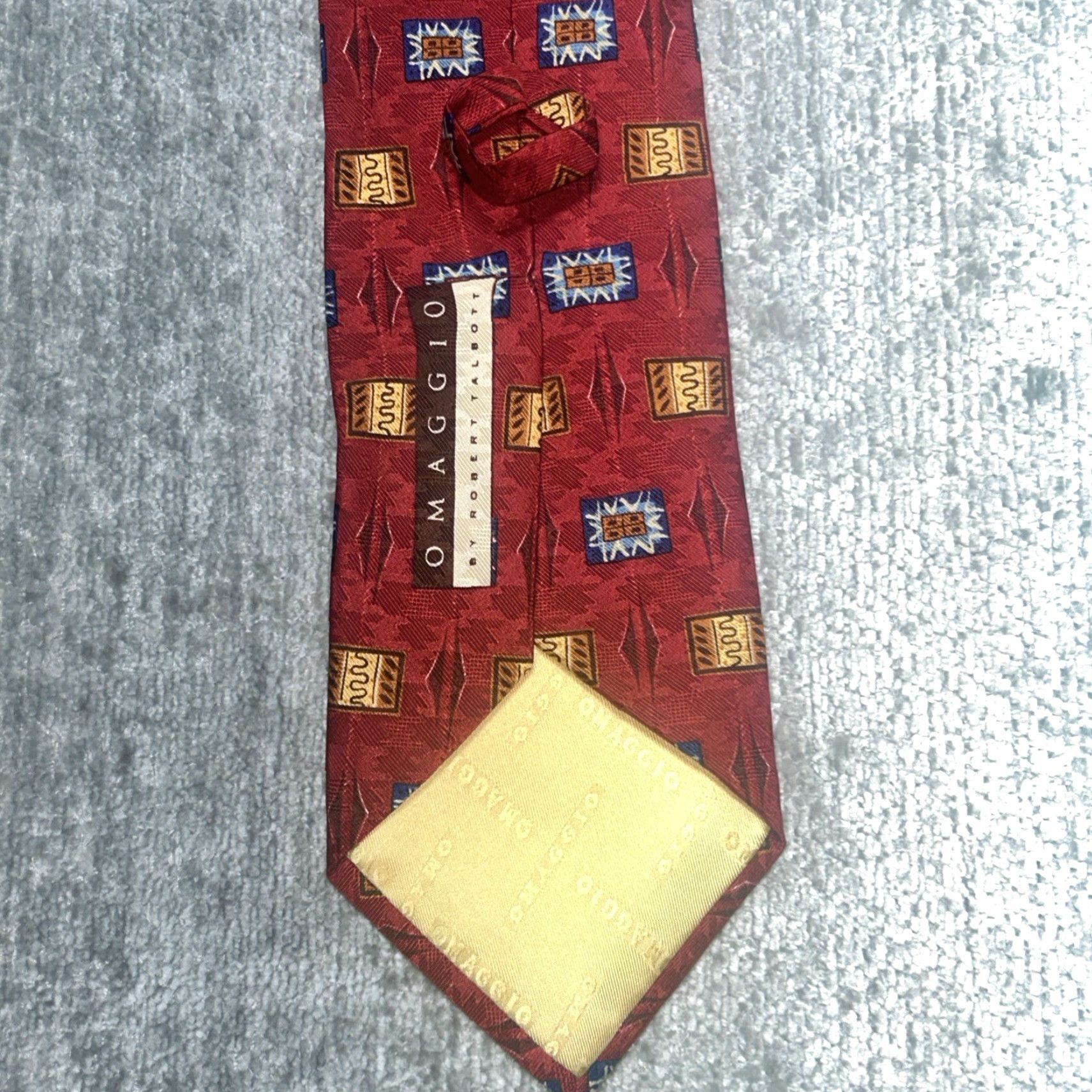 Robert Talbott Robert Talbott Omaggio Mens Tie Silk Handsewn in Italy 57L x 4W Red Geometric Silk Tie Mens Size ONE SIZE - 3 Thumbnail