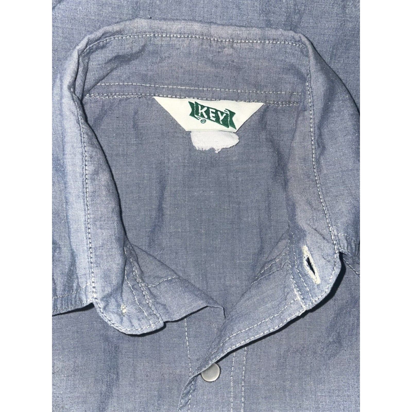 Vintage Key Long Sleeve Snap Button Down Shirt Mens Large Blue Size US L / EU 52-54 / 3 - 6 Thumbnail