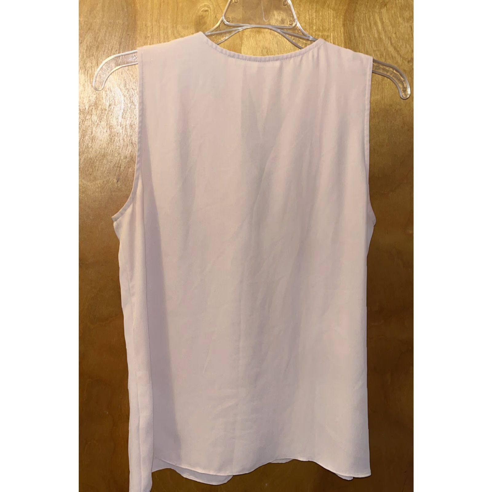 Vintage Violet & Claire Blouse Shirt Womens Size S Sleeveless Chiffon Ruffle V-Neck Beige Size S / US 4 / IT 40 - 4 Thumbnail