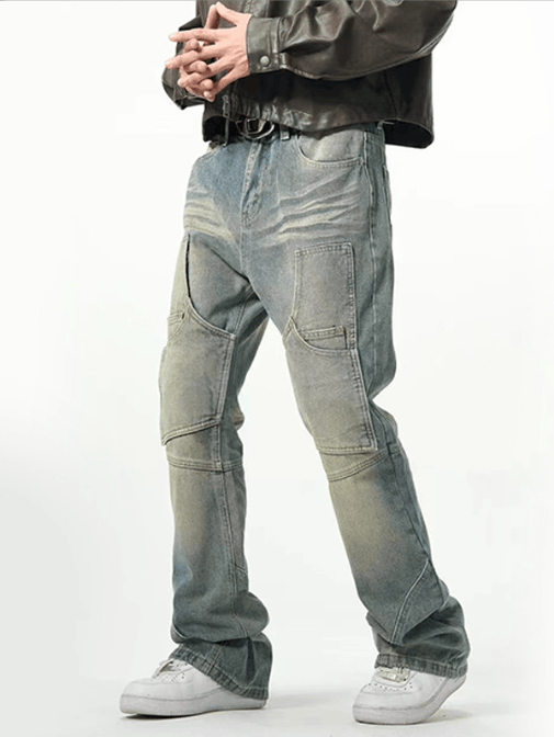 Japanese Brand × Jean American street distressed loose casual patchwork jeans Size US 32 / EU 48 - 1 Thumbnail