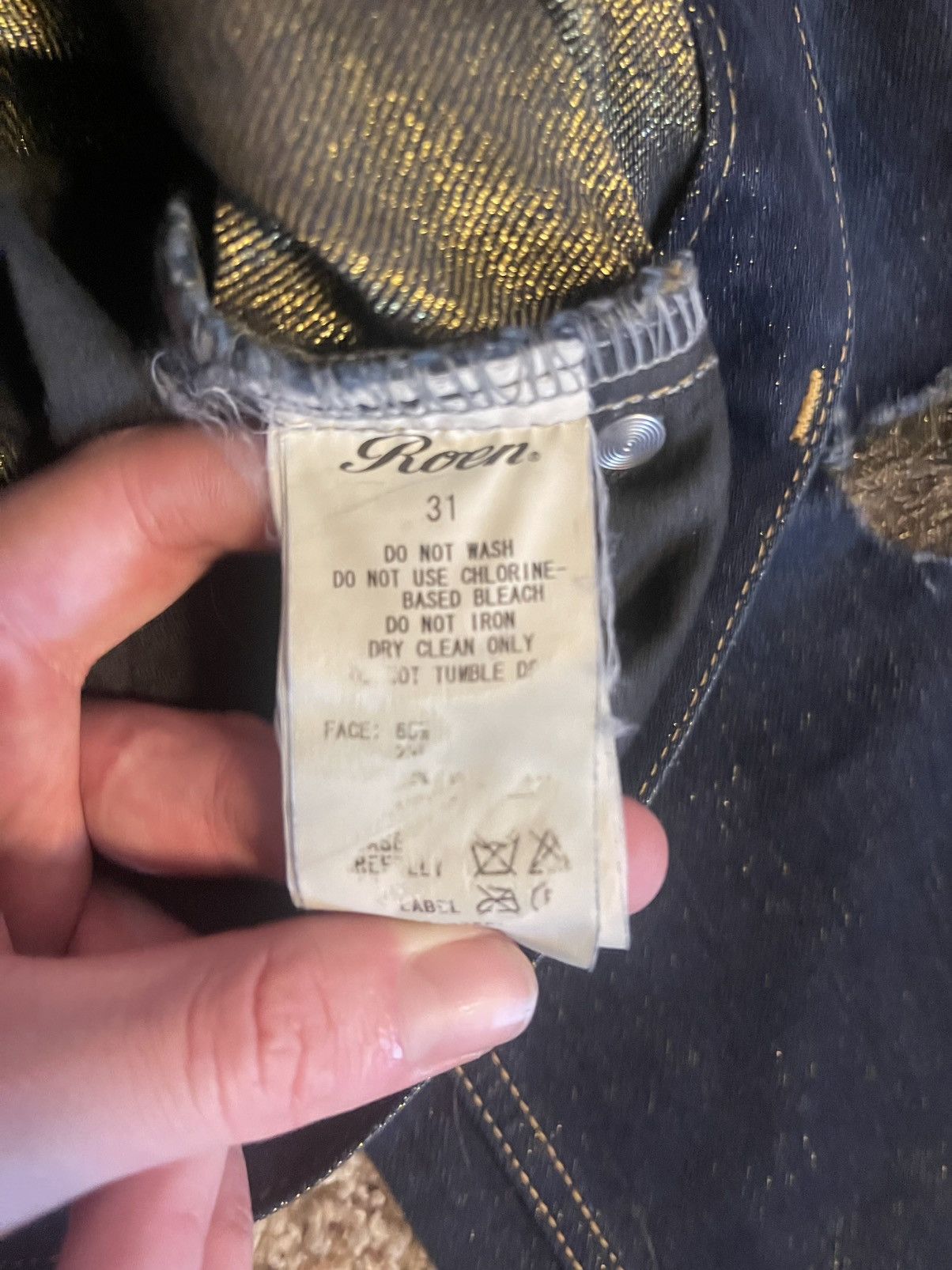 Roen Roen Made In Japan Gold Distressed Denim Jeans Size US 31 - 9 Thumbnail