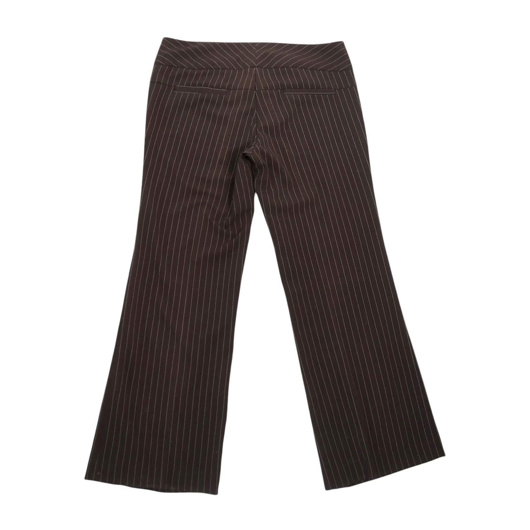 Vintage VINTAGE 90s Stoosh Brown and White Pinstripe Low Rise Bootcut Pants 7 Women Dress Pants Baggy? Size 28" / US 6 / IT 42 - 3 Thumbnail