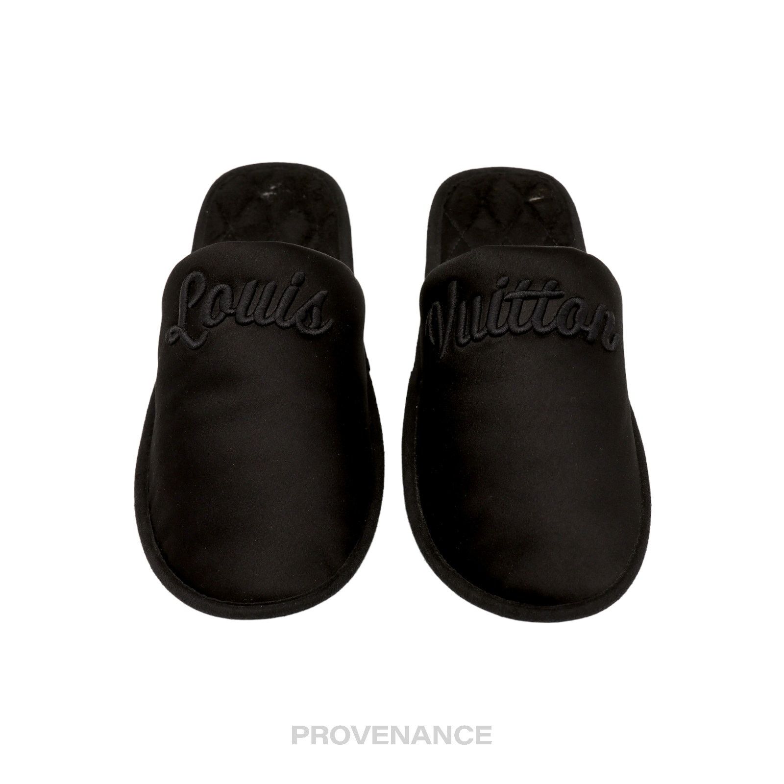 Louis Vuitton 🔴 Louis Vuitton Slipper - Script Embroidered Black Size US 7 / IT 37 - 5 Thumbnail