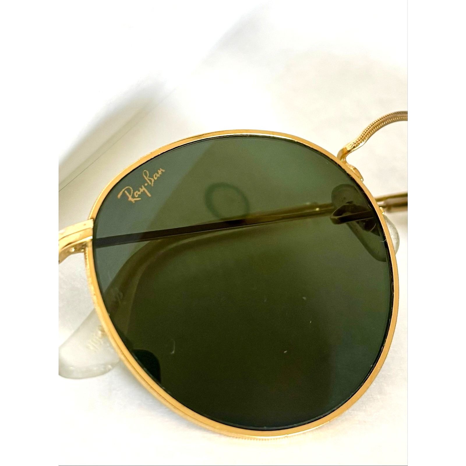 RayBan B&L Ray-Ban VTG Gold Round Metal Sunglasses G-15 Green 50mm Size ONE SIZE - 2 Thumbnail
