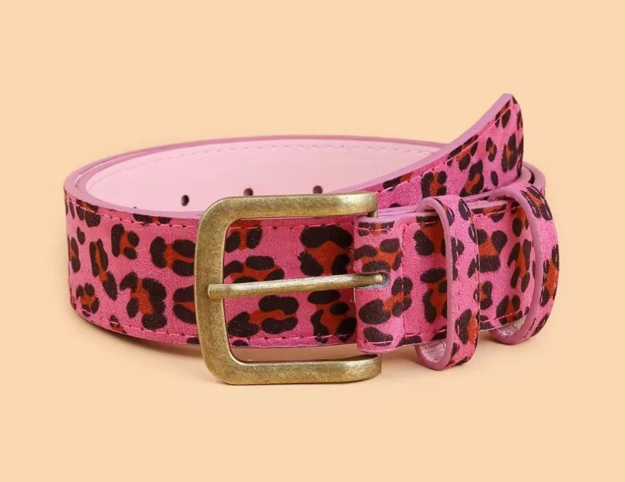 Japanese Brand × Vintage Pink Leopard Printed Belt Size ONE SIZE - 1 Thumbnail