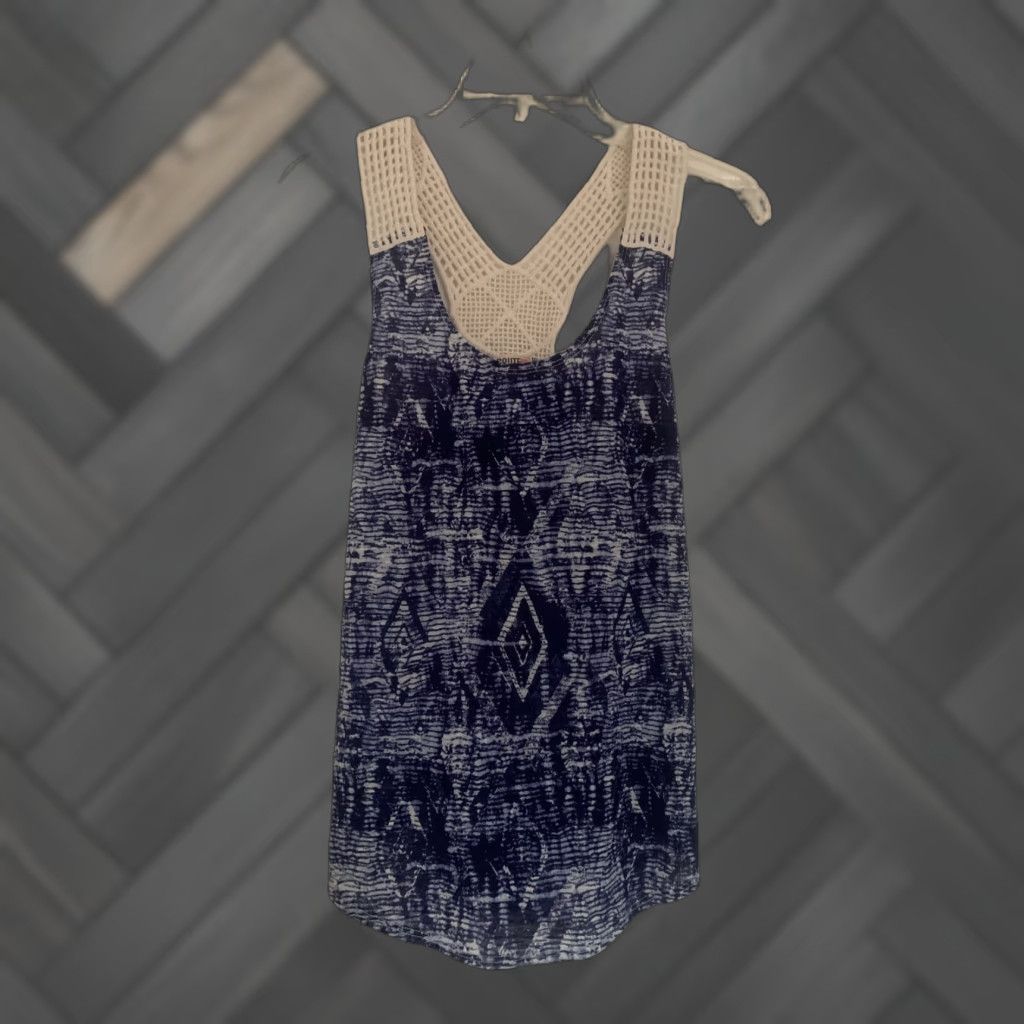 Route 66 Route 66 Tank Top Women XS White Lace Trim Blue Design Sleeveless Multicolor Lace Designer Size XS / US 0-2 / IT 36-38 - 1 Thumbnail