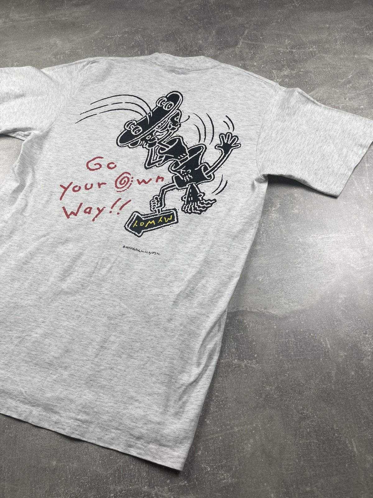 Vintage Vintage 80s Skate Back Logo "My Way" Gray Tee Size US M / EU 48-50 / 2 - 3 Thumbnail