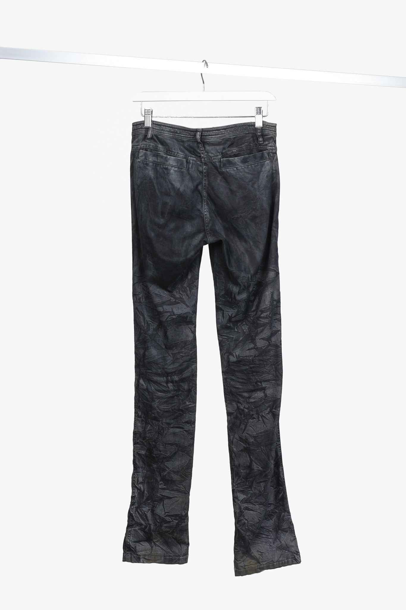 Chanel Chanel Black Grey Wrinkled "Distressed" Finish Bootcut Jeans Size 27" / US 4 / IT 40 - 2 Thumbnail