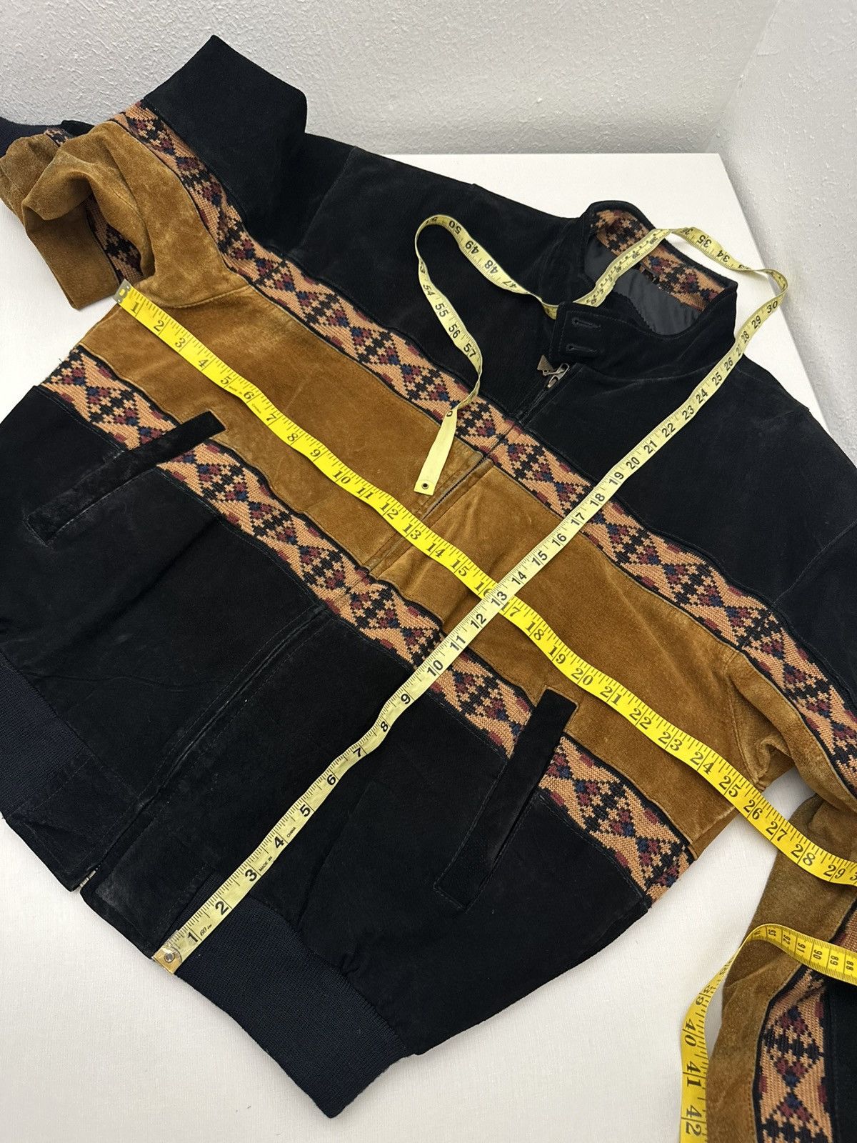 Adler Vintage 90s Adler Western Aztec Leather Bomber Jacket XL Size US XL / EU 56 / 4 - 5 Thumbnail