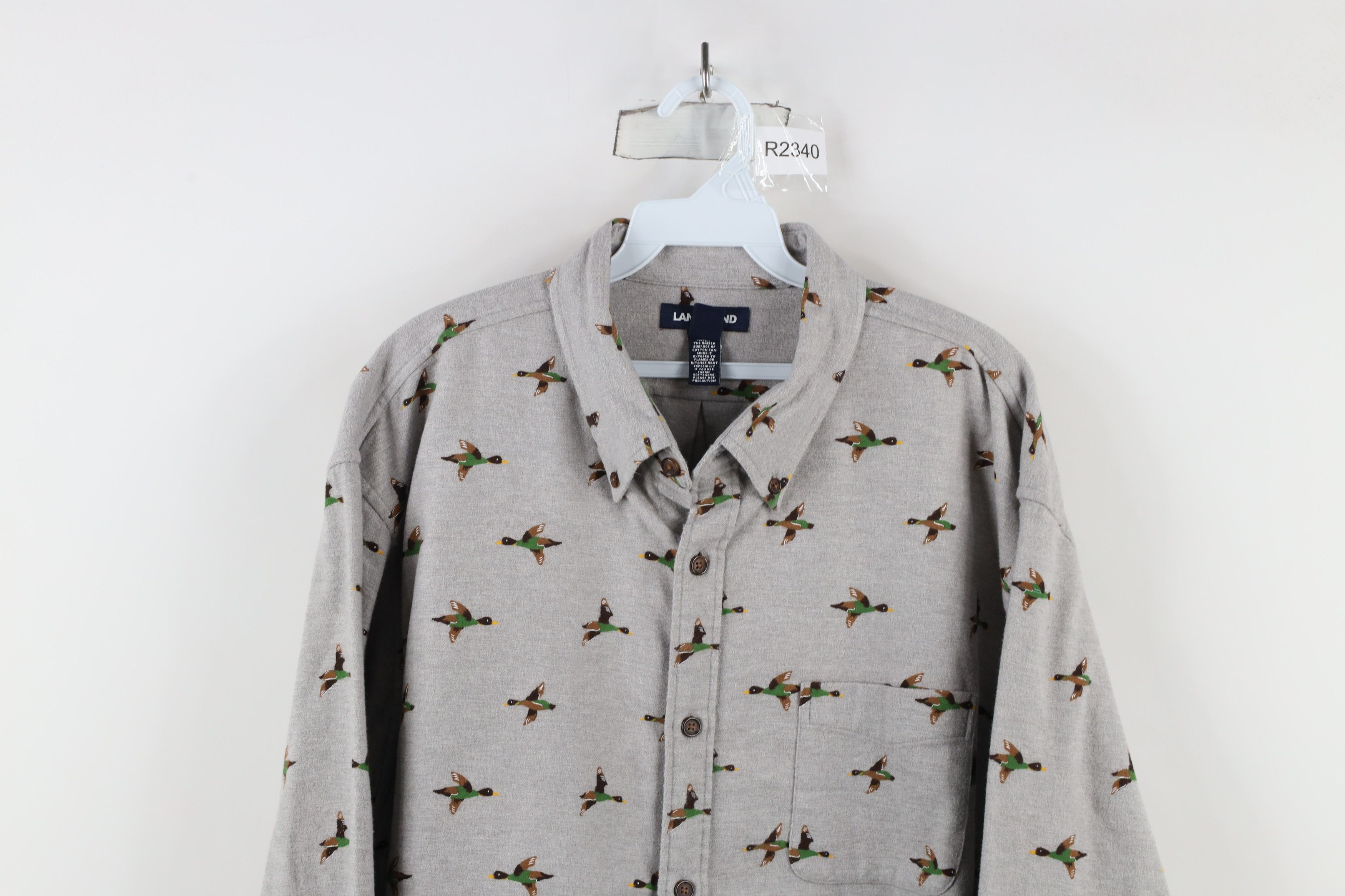 Lands' End × Vintage Vintage Lands End Over Print Chamois Cloth Button Down Shirt Size US XL / EU 56 / 4 - 2 Thumbnail