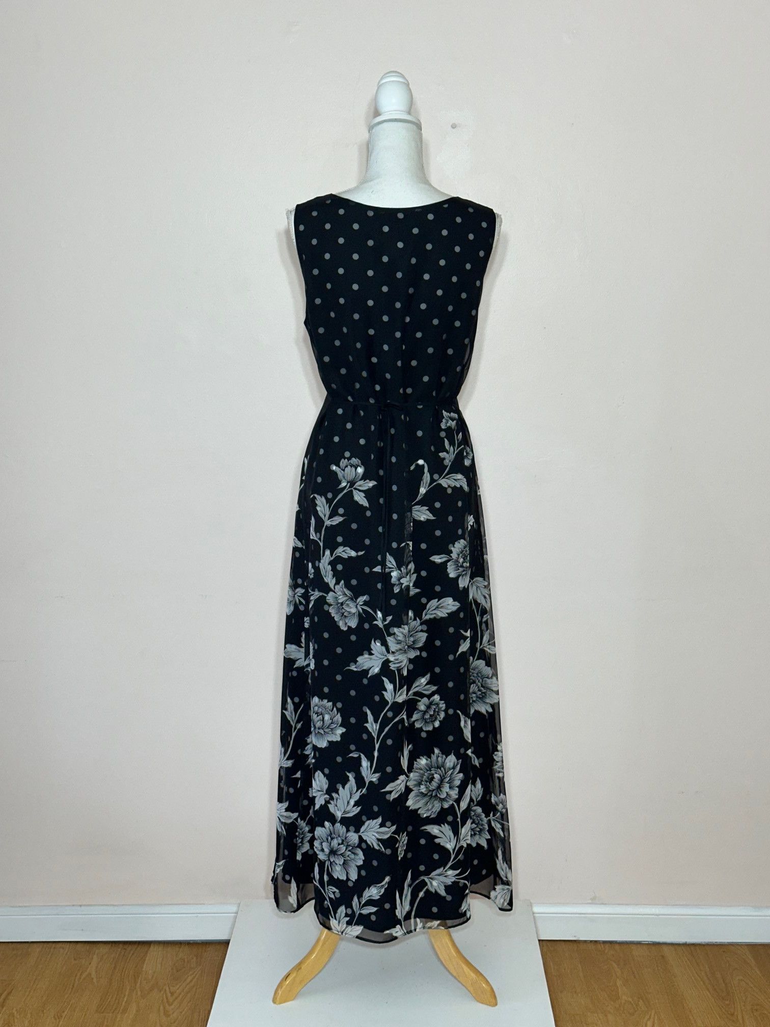 Vintage Jessica Howard Floral with Polka Dot Underlay Maxi Dress Size XL / US 12-14 / IT 48-50 - 4 Thumbnail