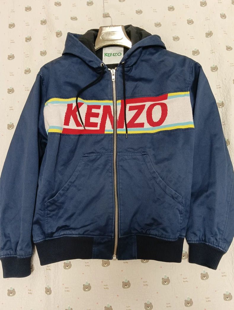 Vintage KENZO Blue Cotton Hooded Jacket - dmc Size US S / EU 44-46 / 1 - 1 Thumbnail