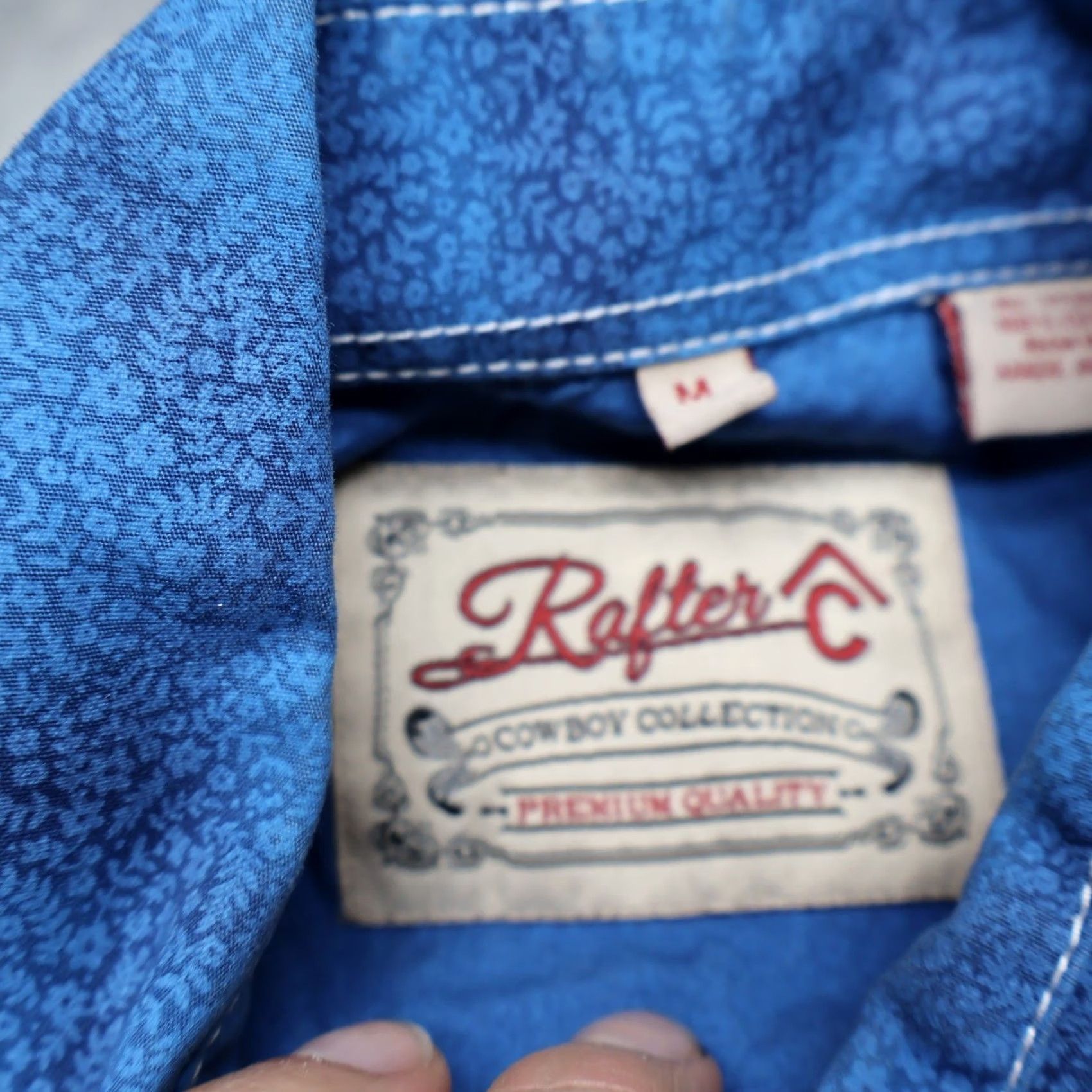 Vintage Rafter C Pearl Snap Shirt Mens Medium Blue Floral Western Short Sleeve Button-Down Pocketed Casual Workwear Size US M / EU 48-50 / 2 - 5 Thumbnail