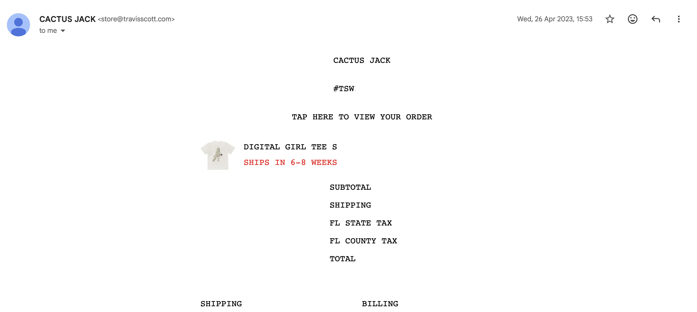 Travis Scott Cactus Jack | Digital Girl Tee (2023) Size US S / EU 44-46 / 1 - 5 Thumbnail