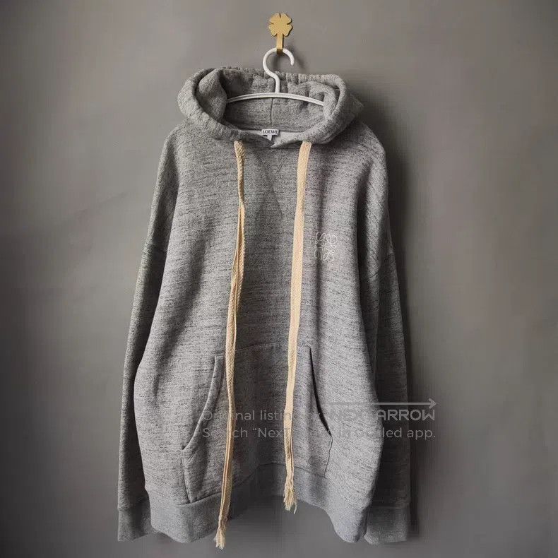 Loewe Loewe Gray Embroidered Logo Long Hooded Sweatshirt Size US M / EU 48-50 / 2 - 1 Thumbnail