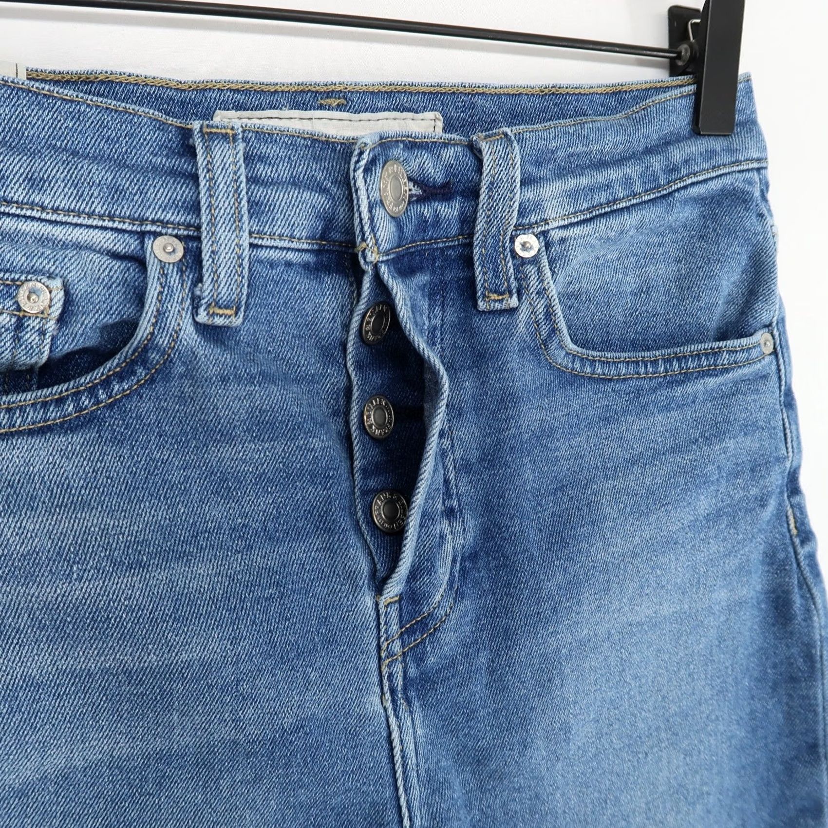 Frank & Eileen Frank and Eileen Cork Jeans Womens 26 Blue High Rise Raw Hem Button Fly Stretch Size 26" / US 2 / IT 38 - 4 Thumbnail