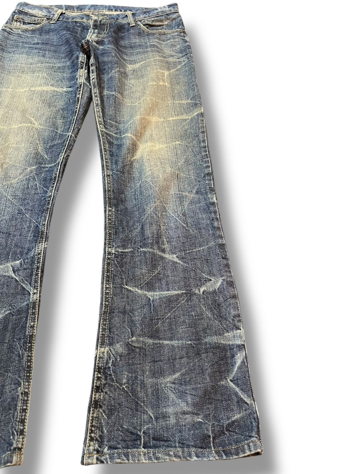 Japan Blue Vintage Men’s Mellrose Flare Mudwash Honeycomb Denim Size US 32 / EU 48 - 4 Thumbnail