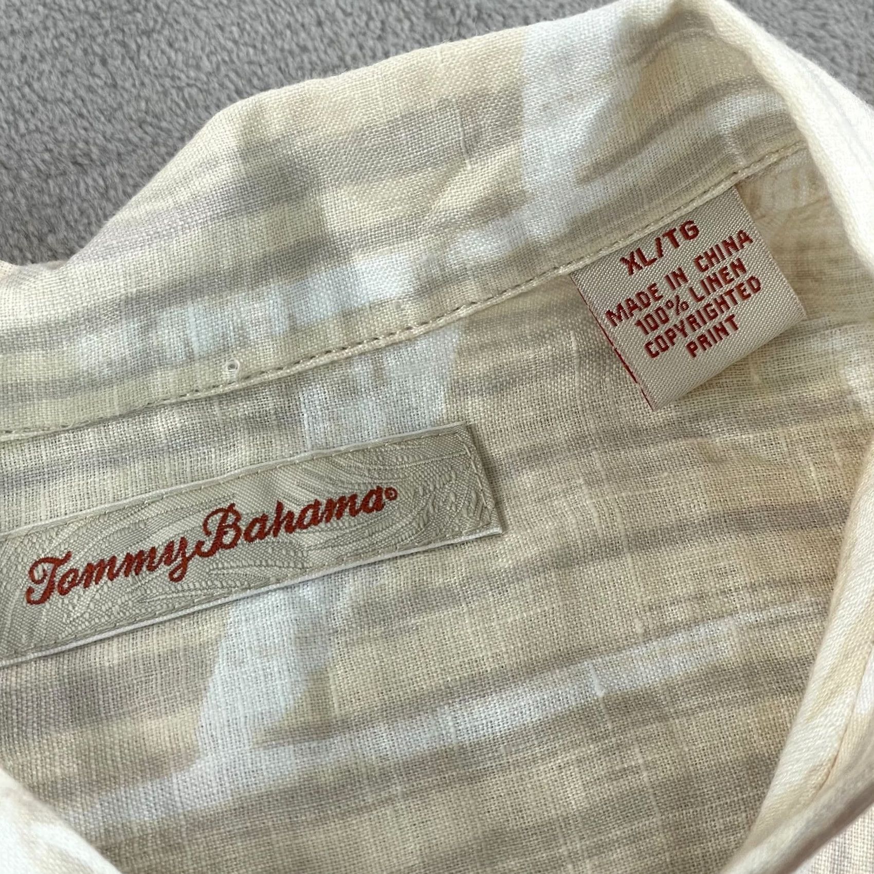 Tommy Bahama Tommy Bahama Camp Shirt Men XL Beige Floral Hawaiian 100% Linen SS Beach NWOT Size US XL / EU 56 / 4 - 3 Thumbnail