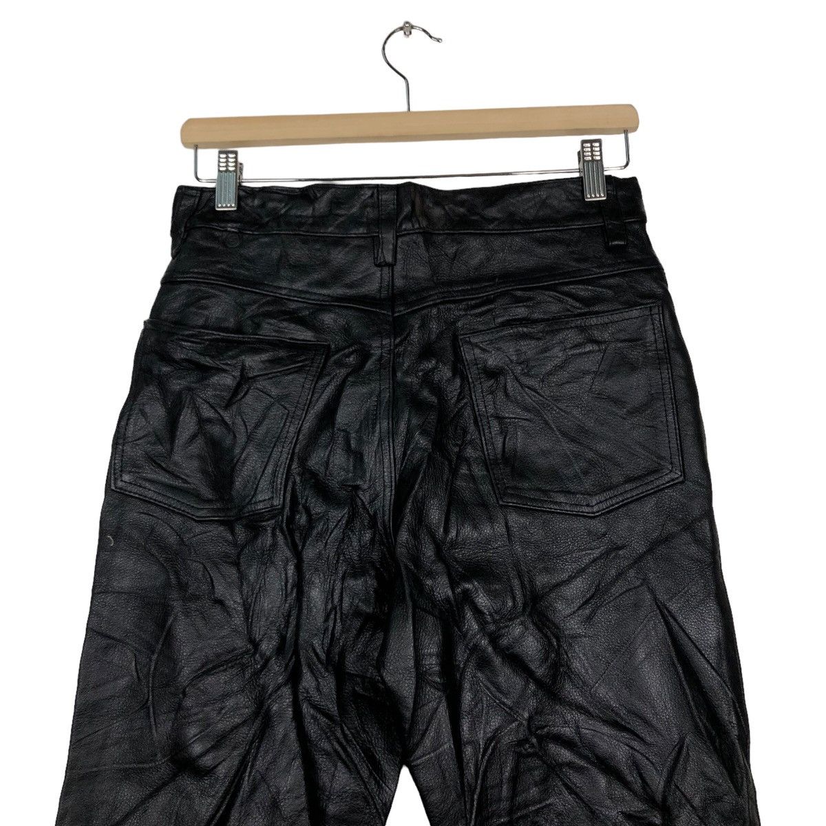 Genuine Leather 🔥Vtg Biker Leather Pants Freedom Inspire Issey Miyake Size US 29 - 9 Thumbnail