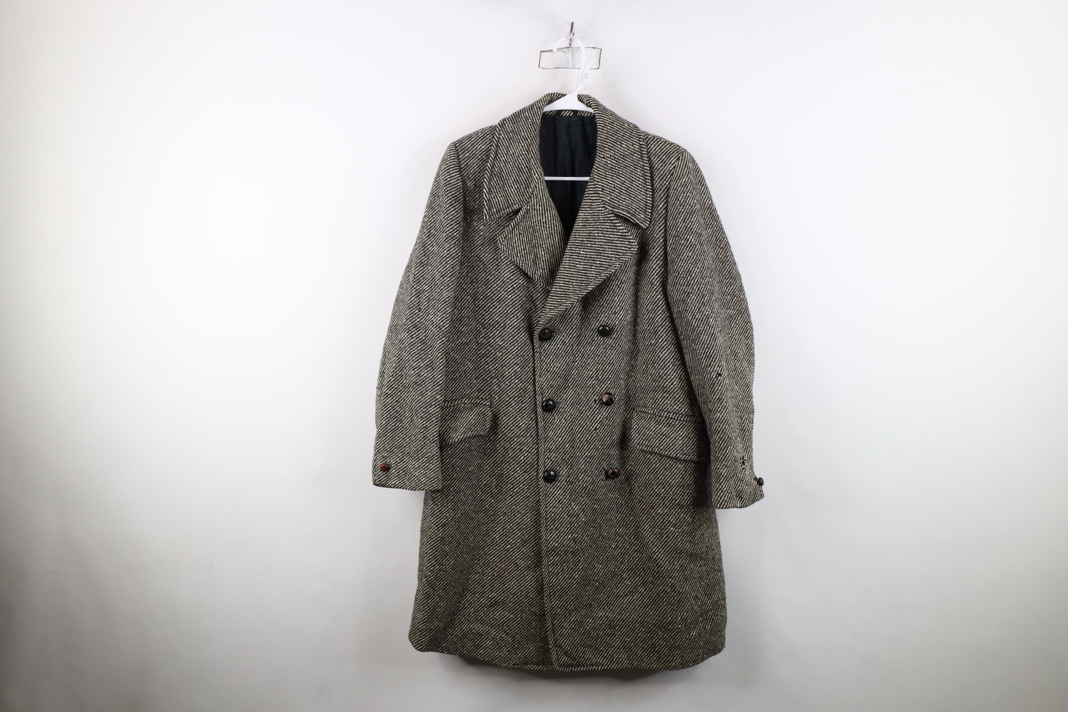 Vintage Vintage 60s Streetwear Fleck Wool Tweed Trench Coat USA Size US L / EU 52-54 / 3 - 1 Thumbnail