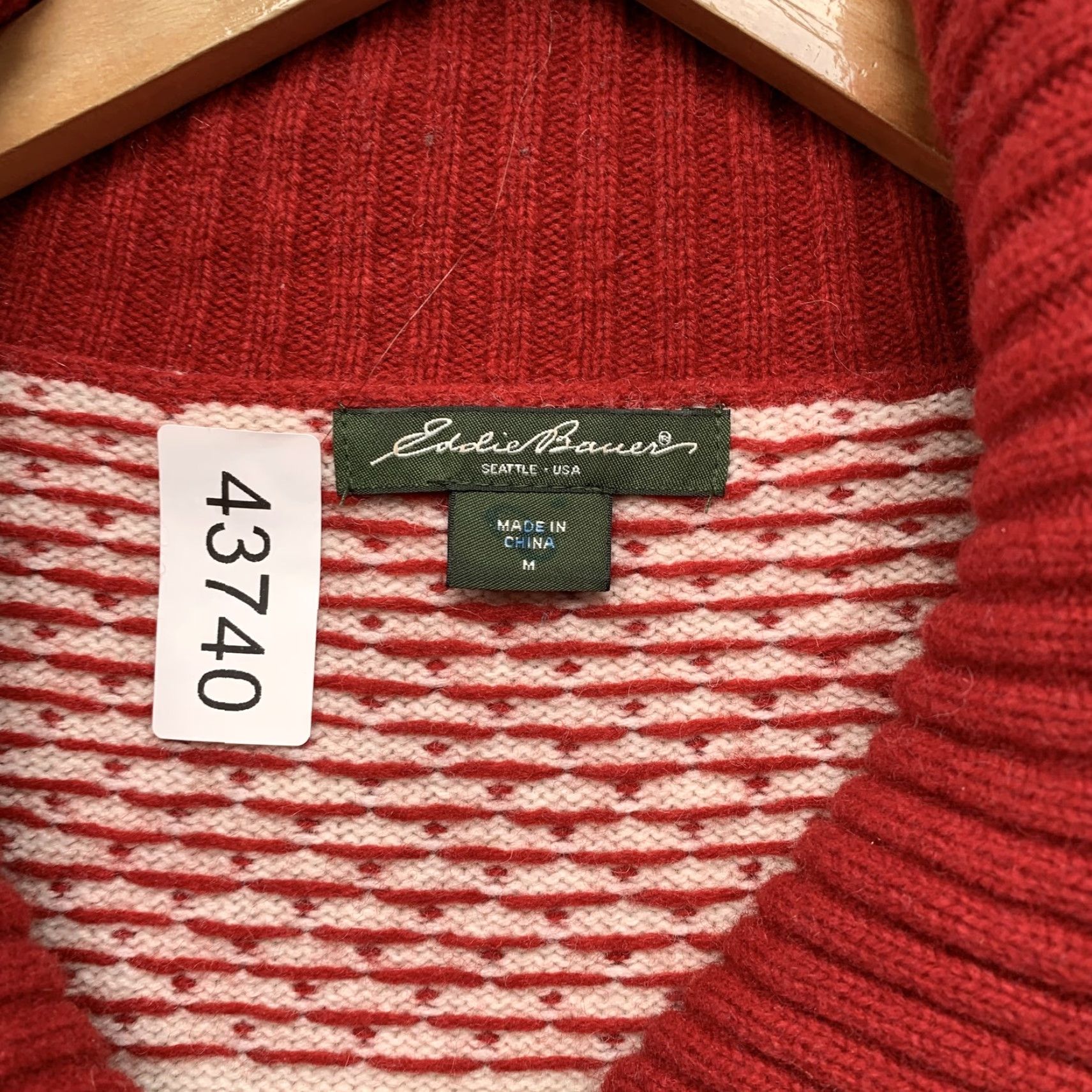 Eddie Bauer Eddie Bauer Cardigan Sweater Womens Medium Red Wool Blend - Fair Isle Zip - Knit Sweater - Winter - Womens Size M / US 6-8 / IT 42-44 - 6 Thumbnail