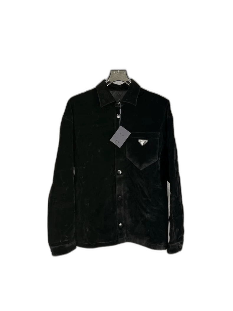 Prada Prada Velvet Jacket with Triangle Logo Size US S / EU 44-46 / 1 - 1 Thumbnail