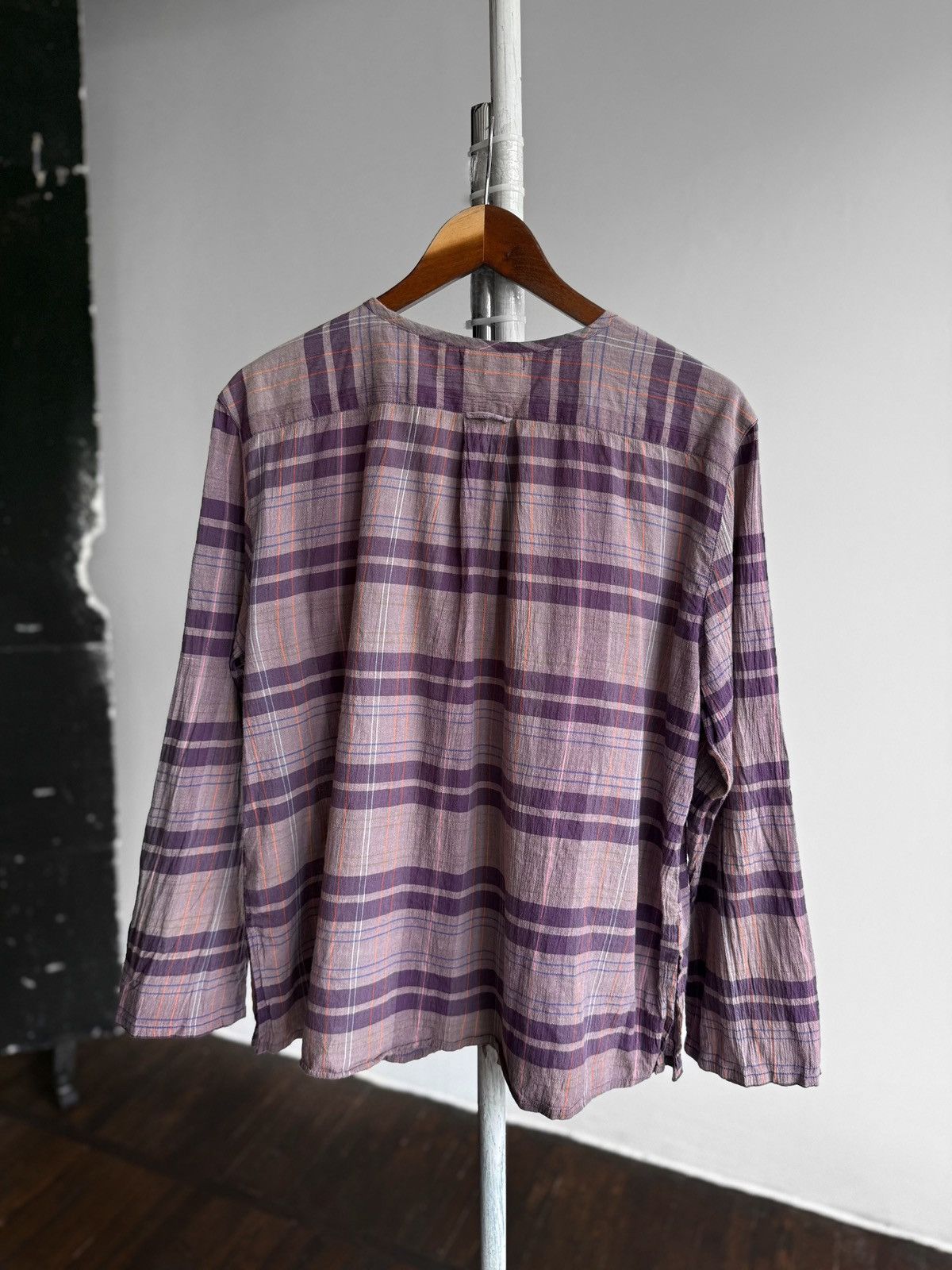 Gudrun Sjoden Gudrun Sjoden Purple Checked Crinkled Cotton Blouse Shirt Size XL / US 12-14 / IT 48-50 - 2 Thumbnail