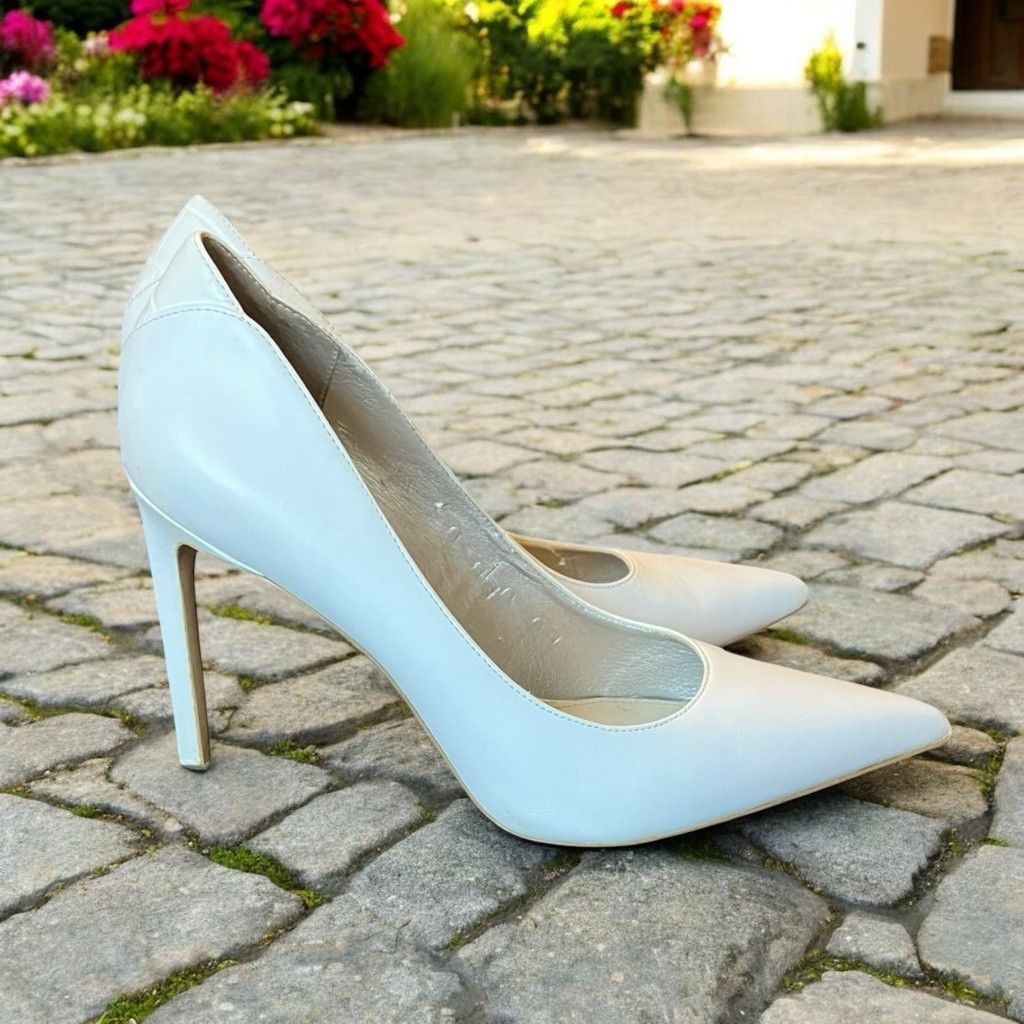 Sam Edelman Sam Edelman Dea White Leather Stiletto High Heels Sz 7.5 Size US 7.5 / IT 37.5 - 1 Thumbnail