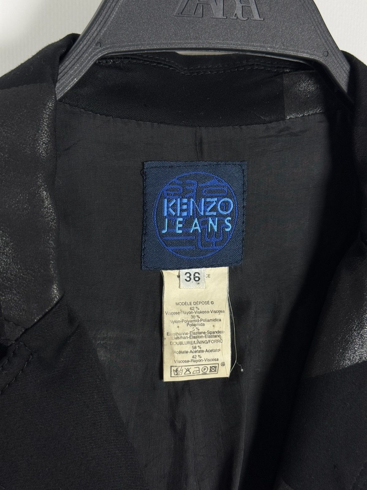 Kenzo Y2K Vintage Kenzo Jeans Abstract Black Women’s Blazer Jacket Size XS / US 0-2 / IT 36-38 - 5 Thumbnail