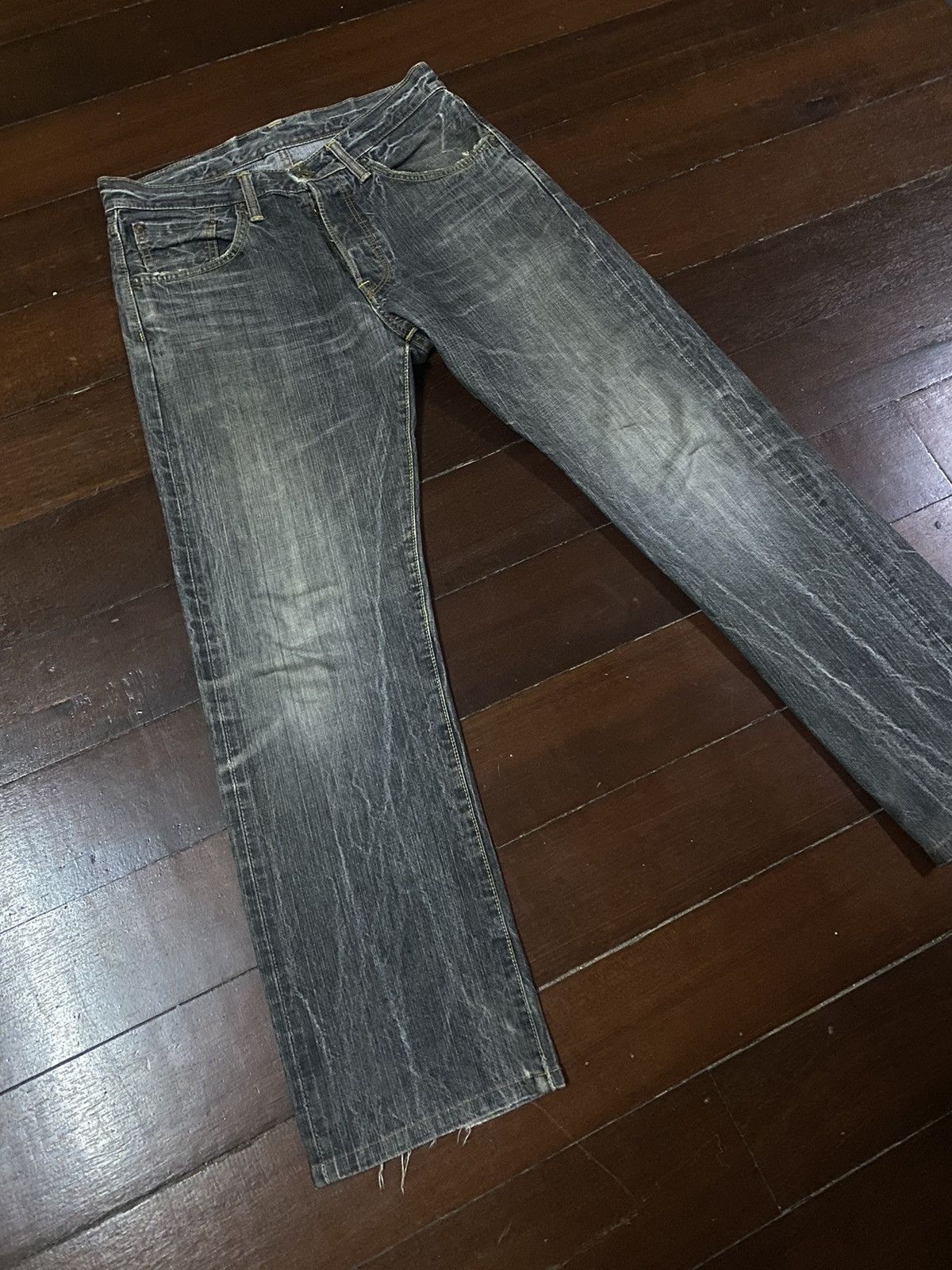 Edwin Vintage Edwin 505 BXX Selvedge FLARE JEANS THUNDER Size US 33 - 4 Thumbnail