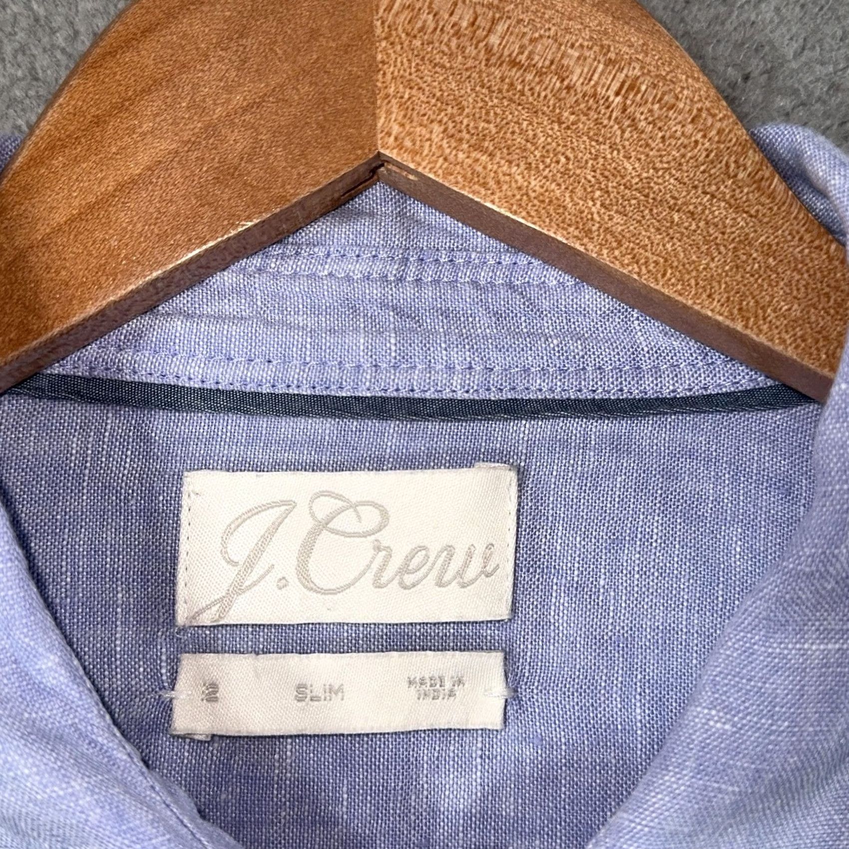 J.Crew J Crew Womens Shirt 2 Slim Blue Button Up Blouse Linen Size XS / US 0-2 / IT 36-38 - 2 Thumbnail