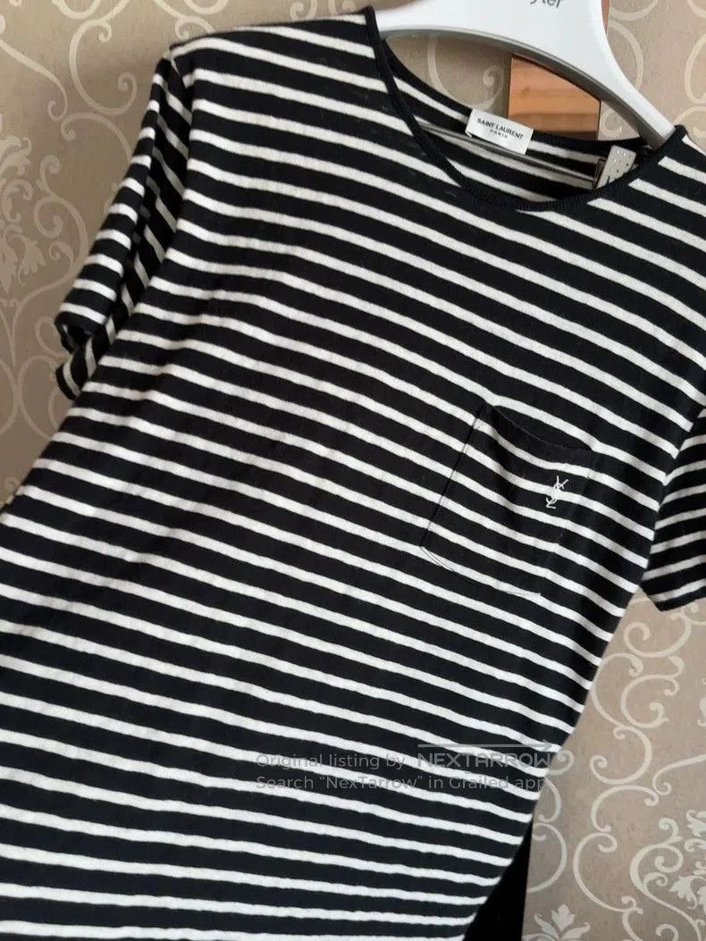 Saint Laurent Paris YSL Black White Stripe Short Sleeve T. Size US S / EU 44-46 / 1 - 5 Thumbnail