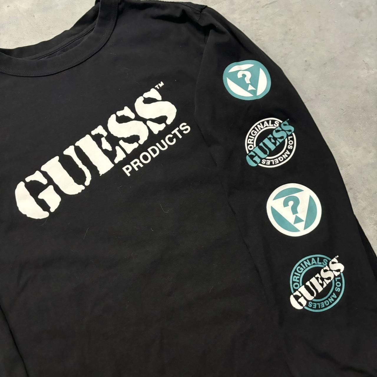 Guess × Vintage Crazy Vintage Y2K/2000s Black Guess Streetwear Longslevee Tee! Size US L / EU 52-54 / 3 - 3 Thumbnail